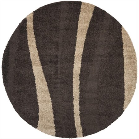 Safavieh 6 ft. 7 in. x 6 ft. 7 in. Round Dark Brown and Beige Florida Shag Rug SG451-2813-7R